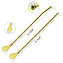 Axyaa Stainless Steel Straw Spoon Set - Reusable Metal With Brush for Drinking