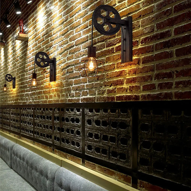 Axyaa Rustic Metal Wall Sconce Light Fixture for Home, Bar, Restaurant