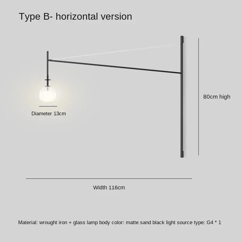 Axyaa Black Swim Arm Wall Light for Living Room & Bedroom