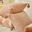 Orange Linen Tassels Cushion Cover by Axyaa: Decorative Pillow for Living Room, Bed, Sofa