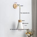 Axyaa Nordic Modern LED Wall Sconce Natural Wood & Ceramic Bathroom Mirror Light