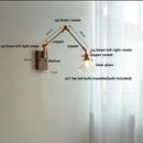Axyaa Copper LED Swing Arm Wall Light Fixture Nodic Walnut Design
