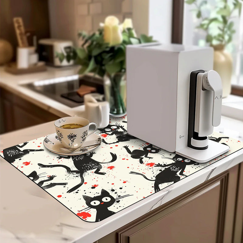 Watercolor Large Kitchen Drain Pad Quick Dry Absorbent Anti-slip Drying Mat by Axyaa
