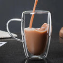 Axyaa Double Wall Glass Tea Drink Cups with Handle