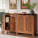 Tribesigns 57" Walnut Farmhouse Sideboard Cabinet with Doors & Shelves by Axyaa