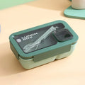 Axyaa 4-Grid Leakproof Bento Lunch Box with Tableware - Portable and Microwave-Safe