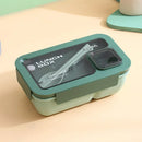 Axyaa 4-Grid Leakproof Bento Lunch Box with Tableware - Portable and Microwave-Safe