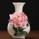 Axyaa Peony Ceramic Vase Home Decoration - Handmade Chinese Art for Living Room