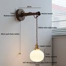 Axyaa LED Bathroom Mirror Wall Lights With Switch, Modern White Glass Wood Reading Lamp