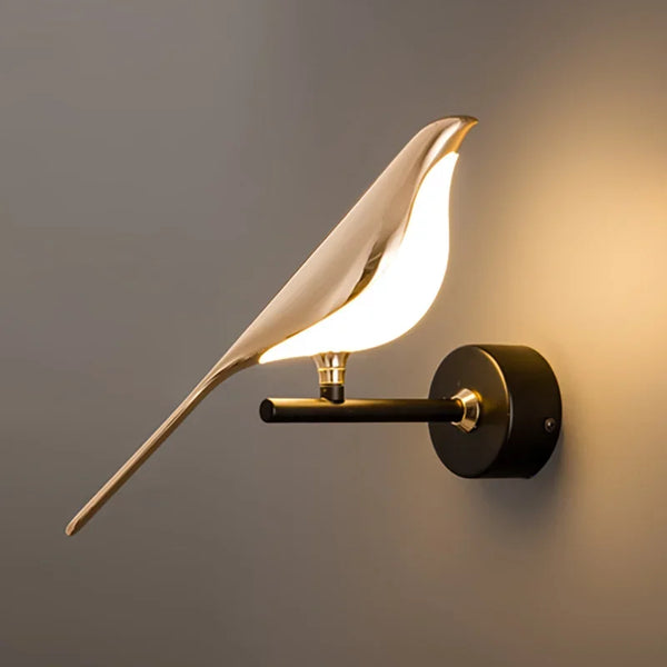 Axyaa Golden Bird LED Wall Lamp: Rotatable, Novelty Bedroom Sconce