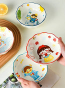 Axyaa Ceramic Cartoon Salad Bowl: Cute, High Aesthetic Small Bowl for Air Fryer