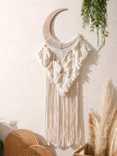Handwoven Tassel Tapestry with Leaf Motif for Boho Chic Home Decor by Axyaa