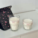 Axyaa Kawaii Glass Cup Bowknot Design for Drinks & Desserts