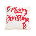 Axyaa Red Canvas Christmas Pillow Cover with Elk & Snowflake Embroidery