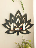 Axyaa Boho Lotus Wood Wall Shelf Display Stand for Crystal Stones & Decor