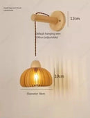 Axyaa Wooden Rattan Wall Lamp for Bedroom Living Room Decor Lighting