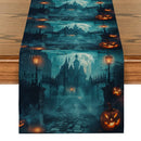 Axyaa Halloween Castle Pumpkin Head Moon Bat Street Table Runner