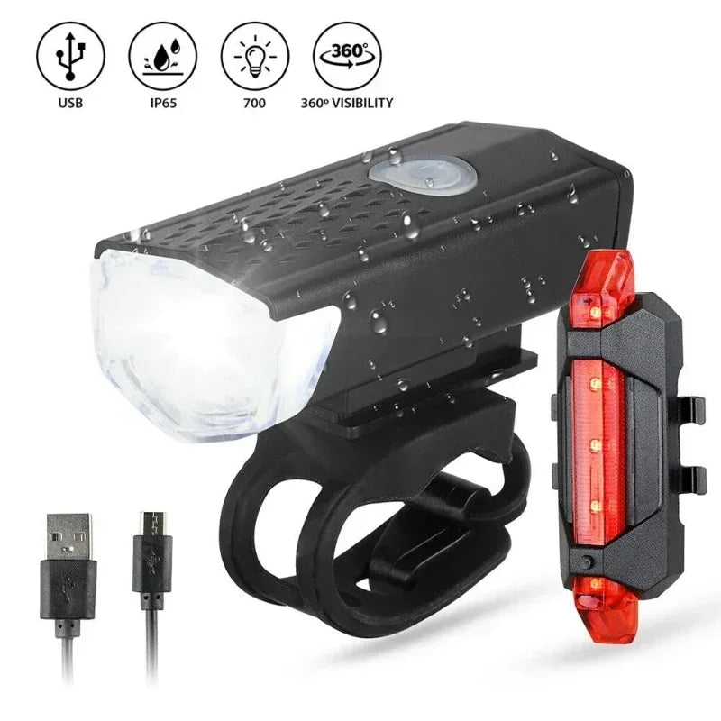 Axyaa Bike Light Set: USB Rechargeable Headlights & Taillights for Riding Safety