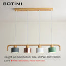 Axyaa Metal LED Pendant Lights with Wood Lampshade for Dining and Kitchen