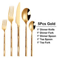 Axyaa Gold Stainless Steel Cutlery Set - 5/10/15/20Pcs Mirror Bamboo Handle Dinnerware