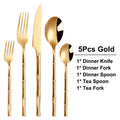 Axyaa Gold Stainless Steel Cutlery Set - 5/10/15/20 Piece Silverware Utensils Mirror Finish