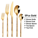 Axyaa Gold Stainless Steel Cutlery Set - 5/10/15/20 Piece Silverware Utensils Mirror Finish