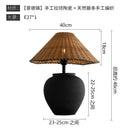Axyaa Wabi-sabi Ceramic LED Table Lamp with Rattan Weaving Design