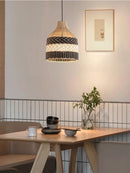 Axyaa Retro Rattan Round LED Ceiling Chandelier for Home Decoration