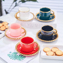 Axya Turkish Ceramic Coffee Set with Gold Inlay - Luxury Tea & Espresso Cups