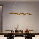 Axyaa Nordic Resin Wood Boat Pendant Light with LED - White Wabi Sabi Dining Room Fixture