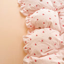 Axyaa Pink Tulip Duvet Set with Flat Sheet & Pillowcase Washed Cotton Queen Twin Full