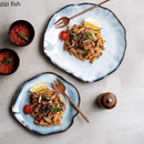 Axyaa Irregular Ceramic Steak Plate Pasta Sushi Dessert Serving Plate Molecular Cuisine