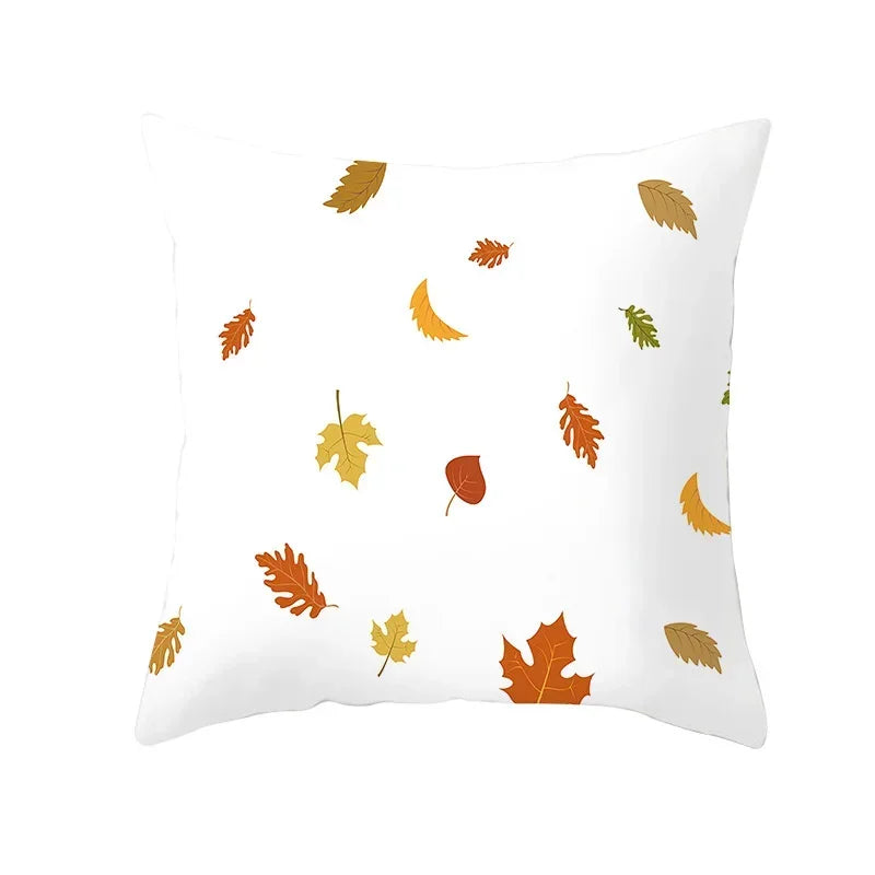 Axyaa Autumn Maple Leaves Pillow Cases with Fresh Print Flower Plant Custom Polyester Cover