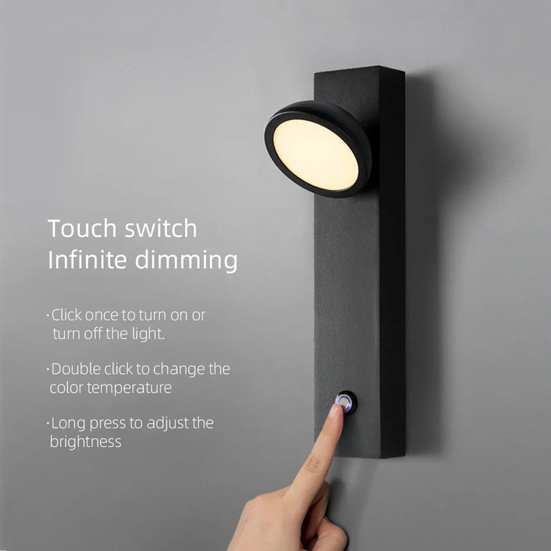 Axyaa Dimmable LED Wall Lamp with Touch Switch, 5W Adjustable Angle & 3-CCT Rotation