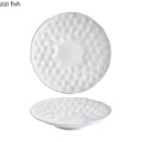 Axya Creative White Ceramic Hammer Dot Deep Plate for Molecular Cuisine