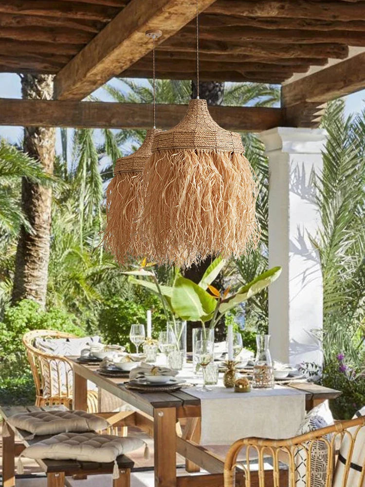 Axyaa Woven Rattan Grass Pendant Lamps - Handmade, Natural, Japanese-Inspired