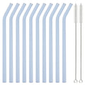 Axyaa Glass Straw Set with Brush, 10pcs Reusable Bent Milkshake Drinking Straws