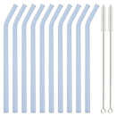Axyaa Glass Straw Set with Brush, 10pcs Reusable Bent Milkshake Drinking Straws