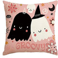 Axyaa Cute Ghost Halloween Pink Throw Pillow Cover 40X40cm