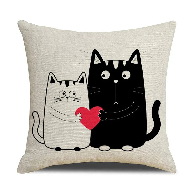 Axyaa Cat Print Cushion Cover for Stylish Home Decor and Comfort