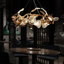 Axyaa Leaf Crystal Chandelier for Dining Room & Bar - Copper Retro Luxury