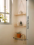Rustic Wood Wall Hanging Shelves Plant Floating Shelf for Bedroom Living Room Home Decor by Axyaa.