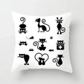 Axyaa Cartoon Black Cat Cushion Cover 45*45cm