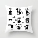 Axyaa Cartoon Black Cat Cushion Cover 45*45cm