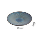 Axyaa Striped Ceramic Plate Set: Creative Tableware for Salad, Desserts, Noodles, and Sashimi.