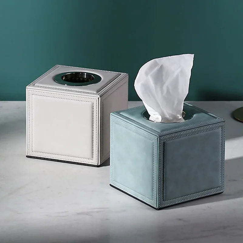 Axya Imitation Leather Tissue Box Square Storage Home Decor
