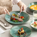 Axyaa Stoneware Tableware Set in Green Karst Embossing for 4/8/12