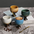 Axyaa Ceramic Coffee Cup Set with Spoon, Coarse Pottery Goblet for Home Decor