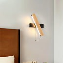 Axyaa Wood Wall Sconce Pull Chain Switch Nordic LED Stair Light Fixtures