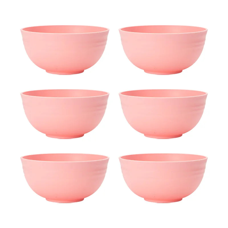 Axyaa Pink Plastic Cereal Bowls - Set of 4/6/8, Reusable for Home & Outdoor Dining